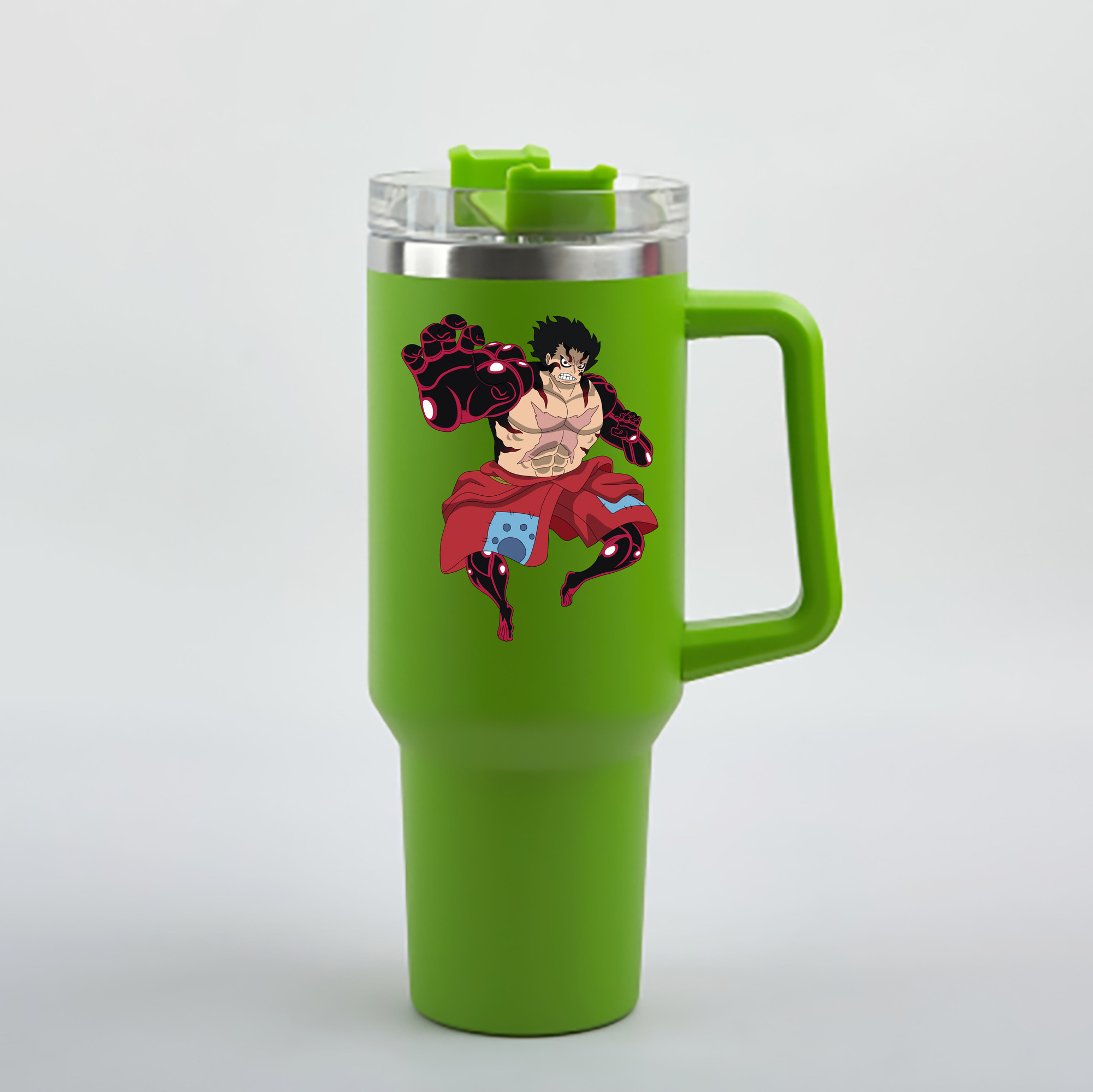 ワンピース モンキー・D・ルフィ ONE PIECE Monkey D. Luffy 1200mL車用タンブラー - クリスタルステッカー（プラスチックストロー付き）